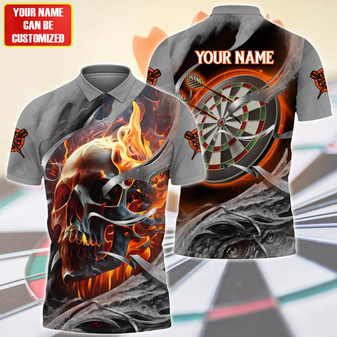 Max Corners Fire Skull Darts Smoker Pattern 3D Personalized Sport Jersey Polo Shirt
