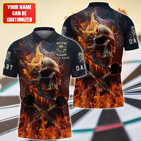 Max Corners Darts Flame Skull 3D Personalized Sport Jersey Polo Shirt