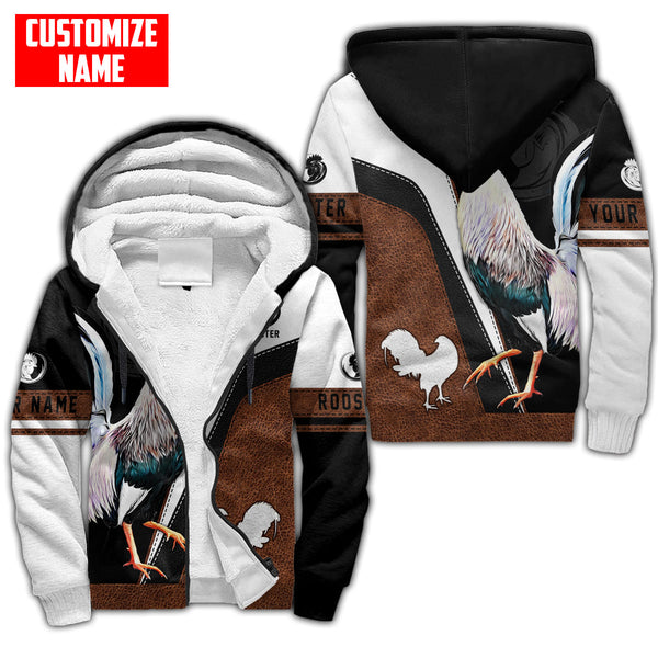 Maxcorners Personalized Name White Rooster Unisex Hoodie