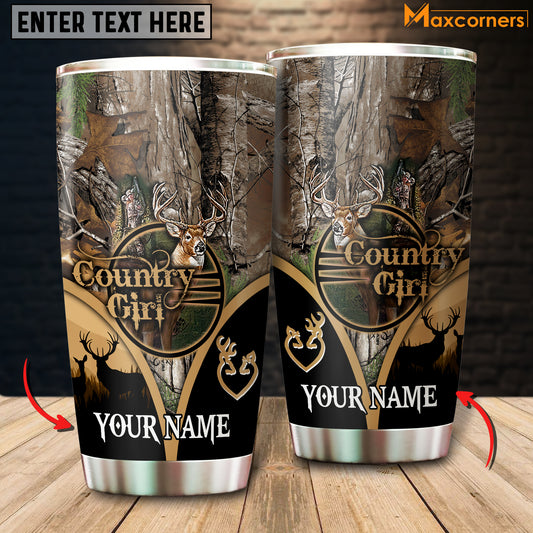 Maxcorners Premium Florapunk Country Girl Deer Hunting Personalized Name Tumbler Multicolor