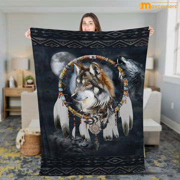 Maxcorners Wolf Native American 3D All Over Printed Blanket