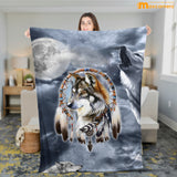 Maxcorners Native Wolf American 3D All Over Printed Blanket