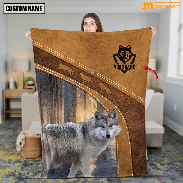 Maxcorners Personalized Wolf Blanket