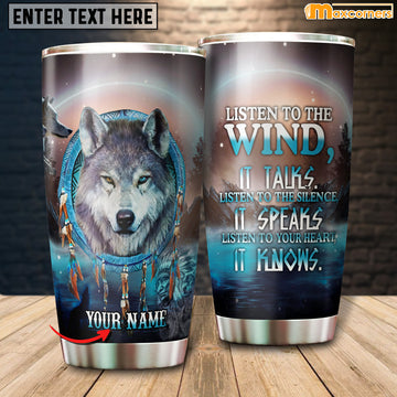 Personalized Native Wolf Tumbler