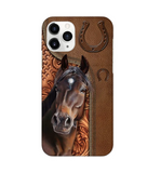 Horse Love Leather Pattern Personalized Phone Case - IPHONE