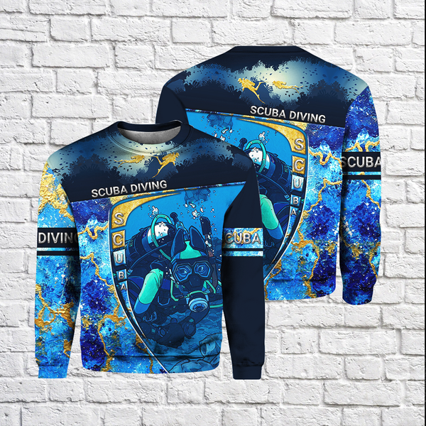 Maxcorners Scuba Diving Dark Blue All Over Printed Shirt