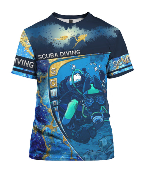 Maxcorners Scuba Diving Dark Blue All Over Printed Shirt