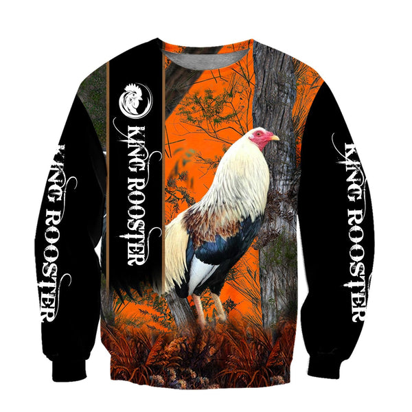 Maxcorners Rooster King Camo Orange All Over Printed Hoodie