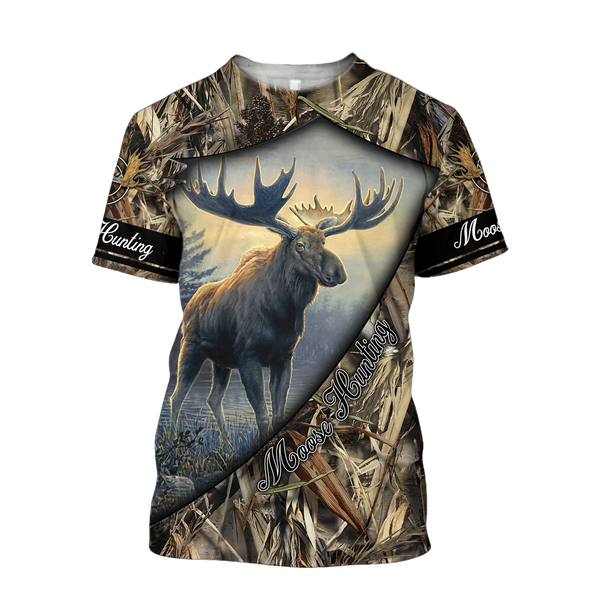 Maxcorners Moose Hunting 3D Over Printed Hoodie