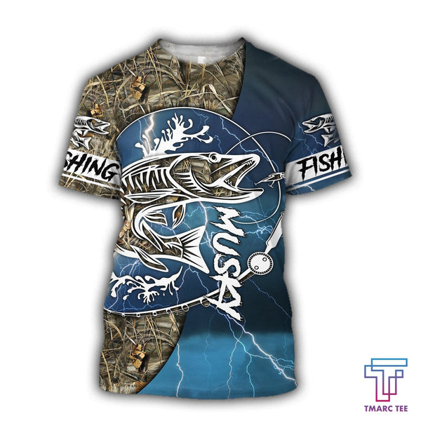 Maxcorners  Musky Fishing Huk Up All Printing Shirts