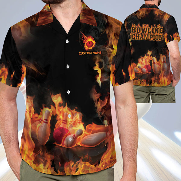 Maxcorners Bowling Champion Personalized Name Hawaiian Shirt