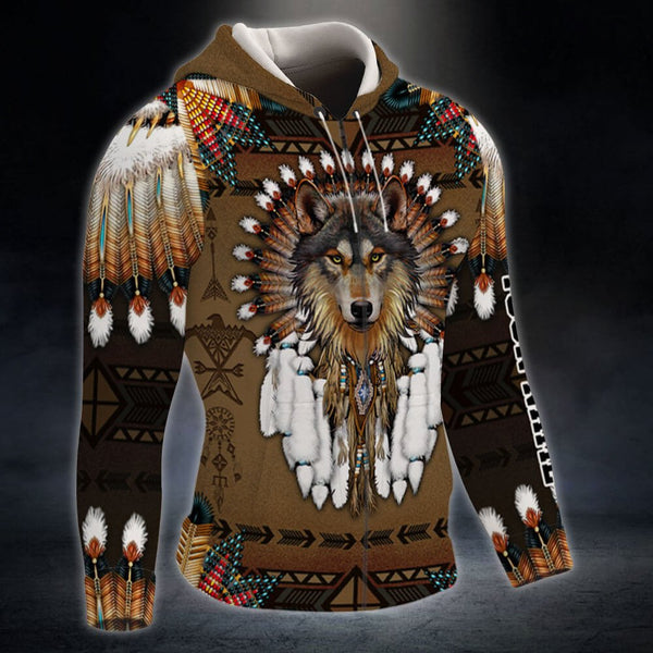 Maxcorners Personalized Wolf Native American 3D
