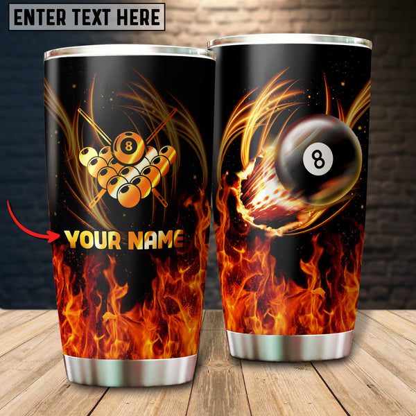 Maxcorners Billiards Flaming Eight Ball Personalized Name Tumbler