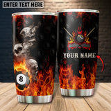 Maxcorners Billiards Fire Skull Personalized Name Tumbler