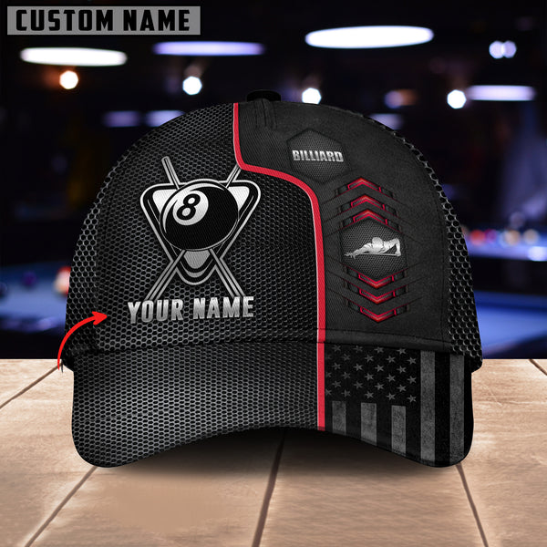 Maxcorners Black n R Billiard Customized Name 3D Cap