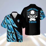 Maxcorners Custom Blue Skull Personalized Name Hawaiian Shirt