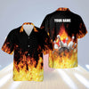 Maxcorners Bowling Flame Personalized Name Hawaiian Shirt