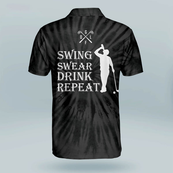 Maxcorners Golf Premium Swing Swear Drink Repeat Personalized Name All Over Printed Shirt