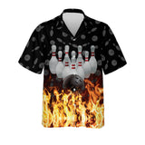 Maxcorners Flame Skull Personalized Name Hawaiian Shirt