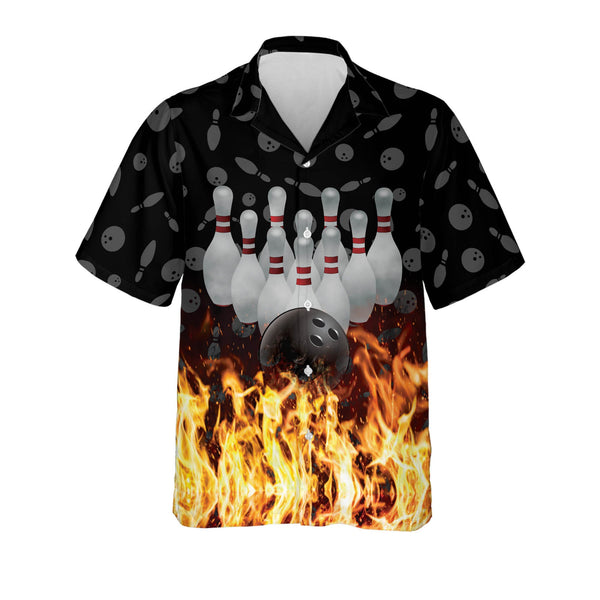 Maxcorners Flame Skull Personalized Name Hawaiian Shirt