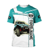 Maxcorners Jeep Car 3D Cyan Personalized Name Hoodie