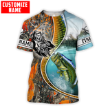 Maxcorners Custom Name Bass Fishing Line Orange Camo Shirt