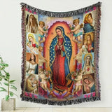 Maxcorners Our Lady of Guadalupe Woven Blanket Tapestry Quilt- Blanket