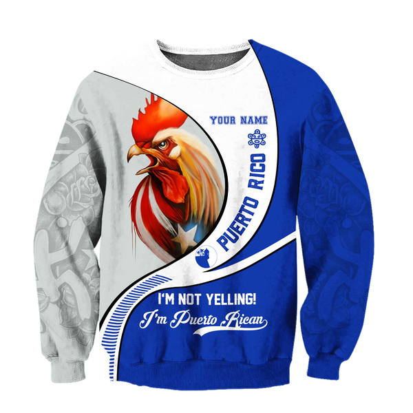 Maxcorners Personalized Name Rooster Puerto Rico Hoodie