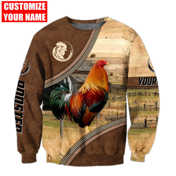 Maxcorners Personalized Name Rooster In Farm Unisex Hoodie