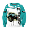 Maxcorners Jeep Car 3D Cyan Personalized Name Hoodie
