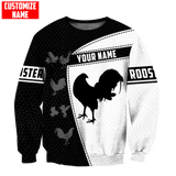 Maxcorners Personalized Name Black Rooster Unisex Hoodie