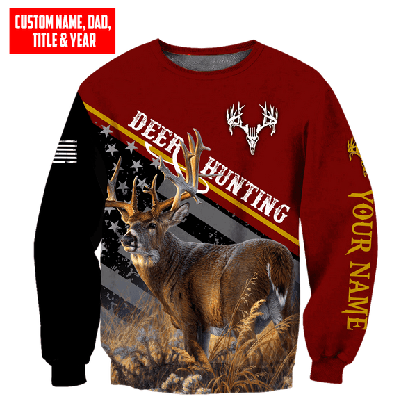 Maxcorners Deer Hunting Personalized Name 3D Over Printed Hoodie