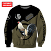 Maxcorners Personalized Name Rooster Green Unisex Hoodie
