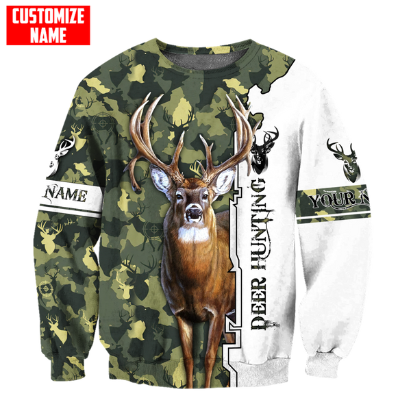 Maxcorners Deer Hunting Personalized 3D Over Printed Hoodie