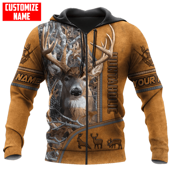 Maxcorners Huntaholic Personalized Name 3D Over Printed Hoodie