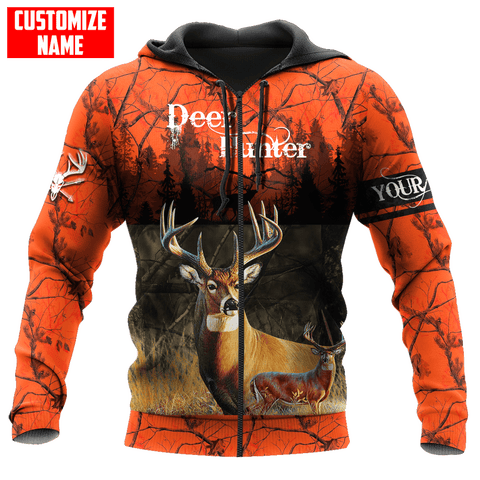 Maxcorners Personalized Name Deer Hunting Orange Green Camo 3D Design All Over Printed