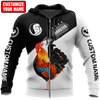 Maxcorners Personalized Name Rooster In White Background Unisex Hoodie