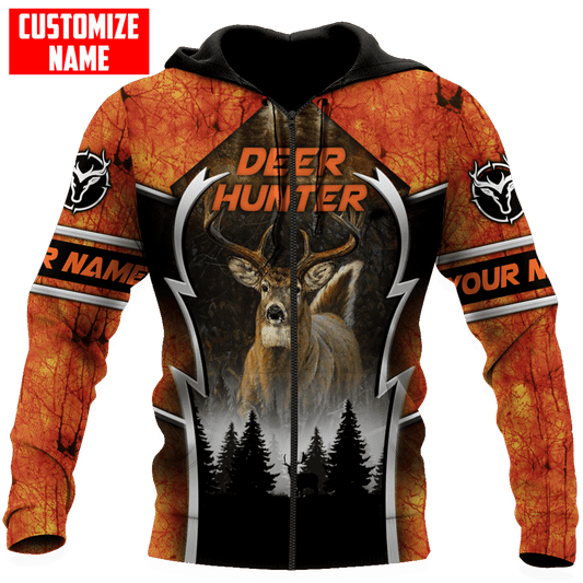 Maxcorners Deer Hunting Orange Personalized Name 3D Over Printed Hoodie
