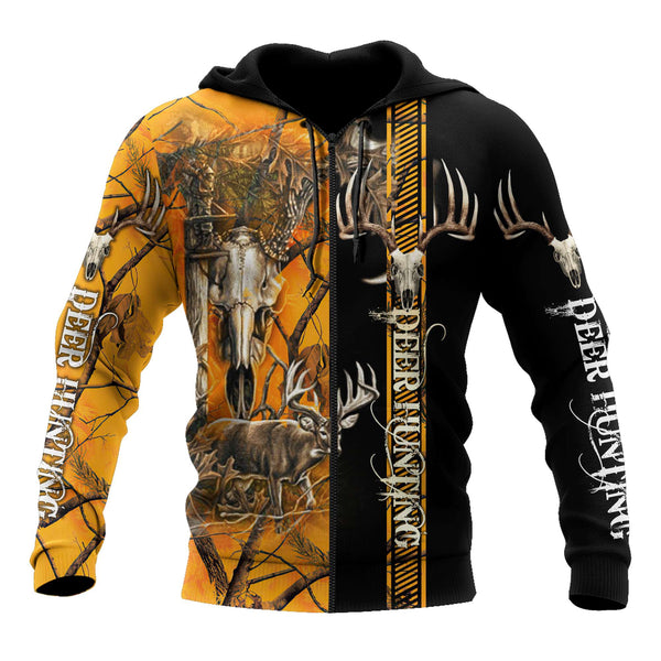 Maxcorners Premium Deer Hunting Orange Camo 3D Over Printed Hoodie