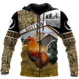 Maxcorners Brown Red Rooster Unisex Deluxe Hoodie