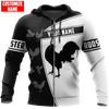 Maxcorners Personalized Name Black Rooster Unisex Hoodie