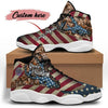 Maxcorners Deer Hunting US Flag Personalized Name AJD 13 Sneakers