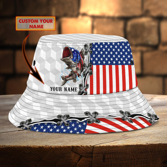 Maxcorners Fishing Flag Personalized Name 3D Over Printed Bucket Hat