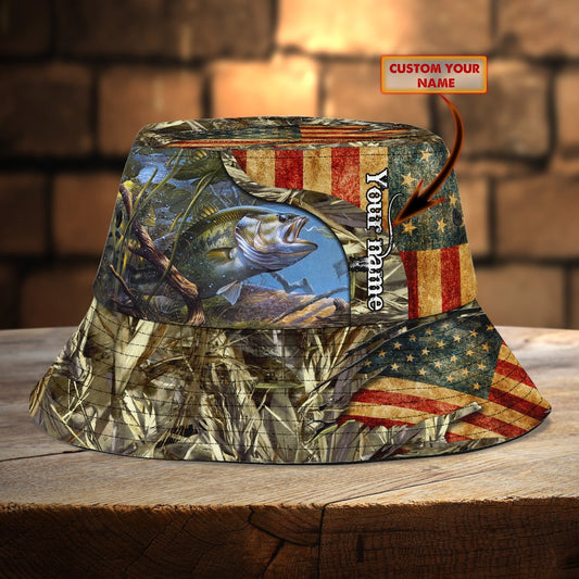 Maxcorners Fishing Personalized Name 3D Over Printed Bucket Hat