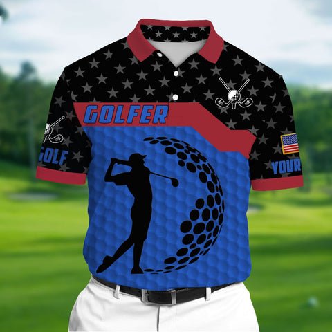 Max Corners Blue Pride The Unique Cool Art Golf, Golf Lovers 3D Polo Multicolored Custom Name Polo