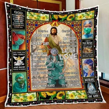 Maxcorners  Nurse Jesus Today Is A Good Day To Have A Great Day To Smile Quilt - Blanket