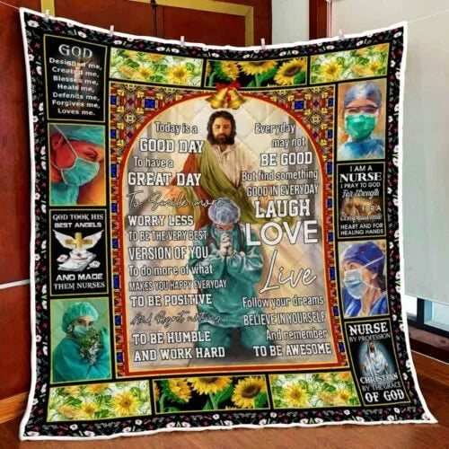 Maxcorners  Nurse Jesus Today Is A Good Day To Have A Great Day To Smile Quilt - Blanket