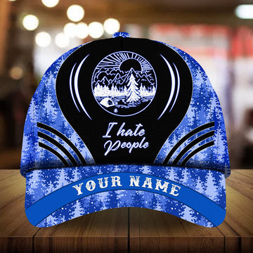Max Corners I Hate People Camping Art Pine tree pattern 8 Custom 3D Cap