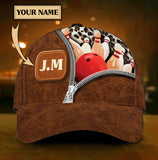 Maxcorners Bowling Zipper Brown Personalized Name 3D Cap
