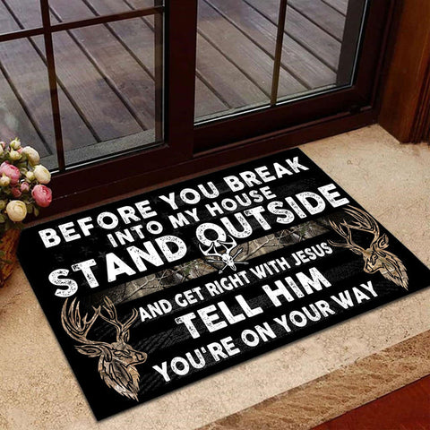 Maxcorners Loralle Before You Break Into My House Hunting Door Mat 3D - Brown